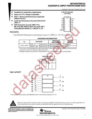 SN74AHCT00QDRQ1 datasheet  